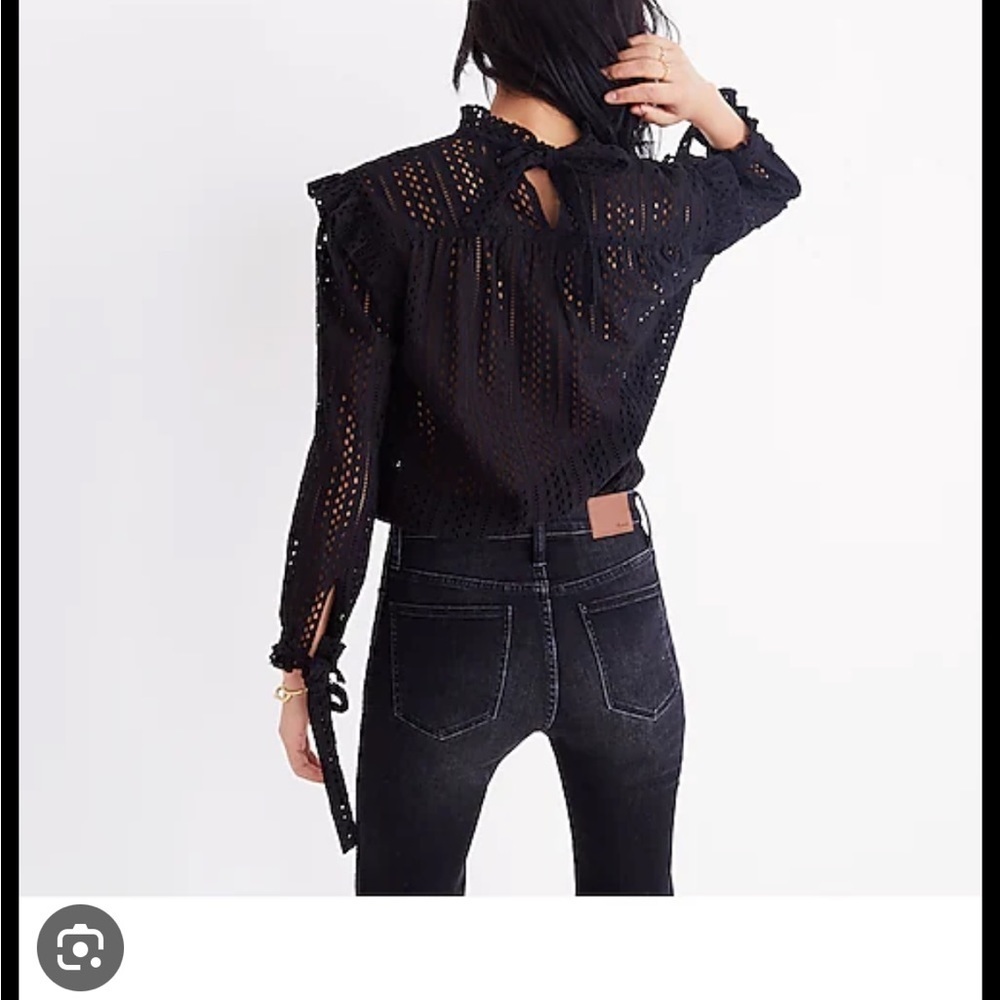 Madewell Eyelet Mockneck Ruffle Top size medium - new without tags - Picture 2 of 9